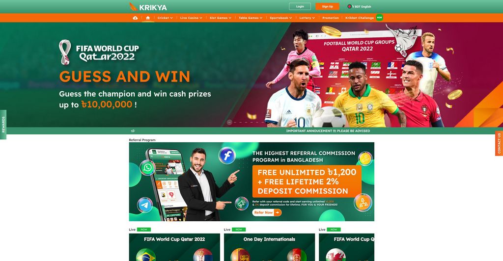 Krikya Online Casino Site and Sports Betting in Bangladesh Register